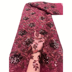 African Lace Tulle Lace Fabric Navy Sequins For Wedding Dresses