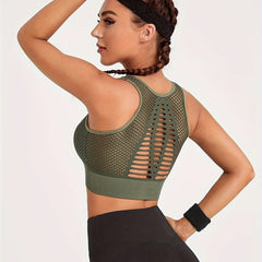 High Elastic Wide Strap Sports Bra Cutout Fitness Yoga Running Bra