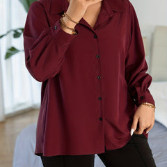 Button Up Lantern Sleeve Blouse