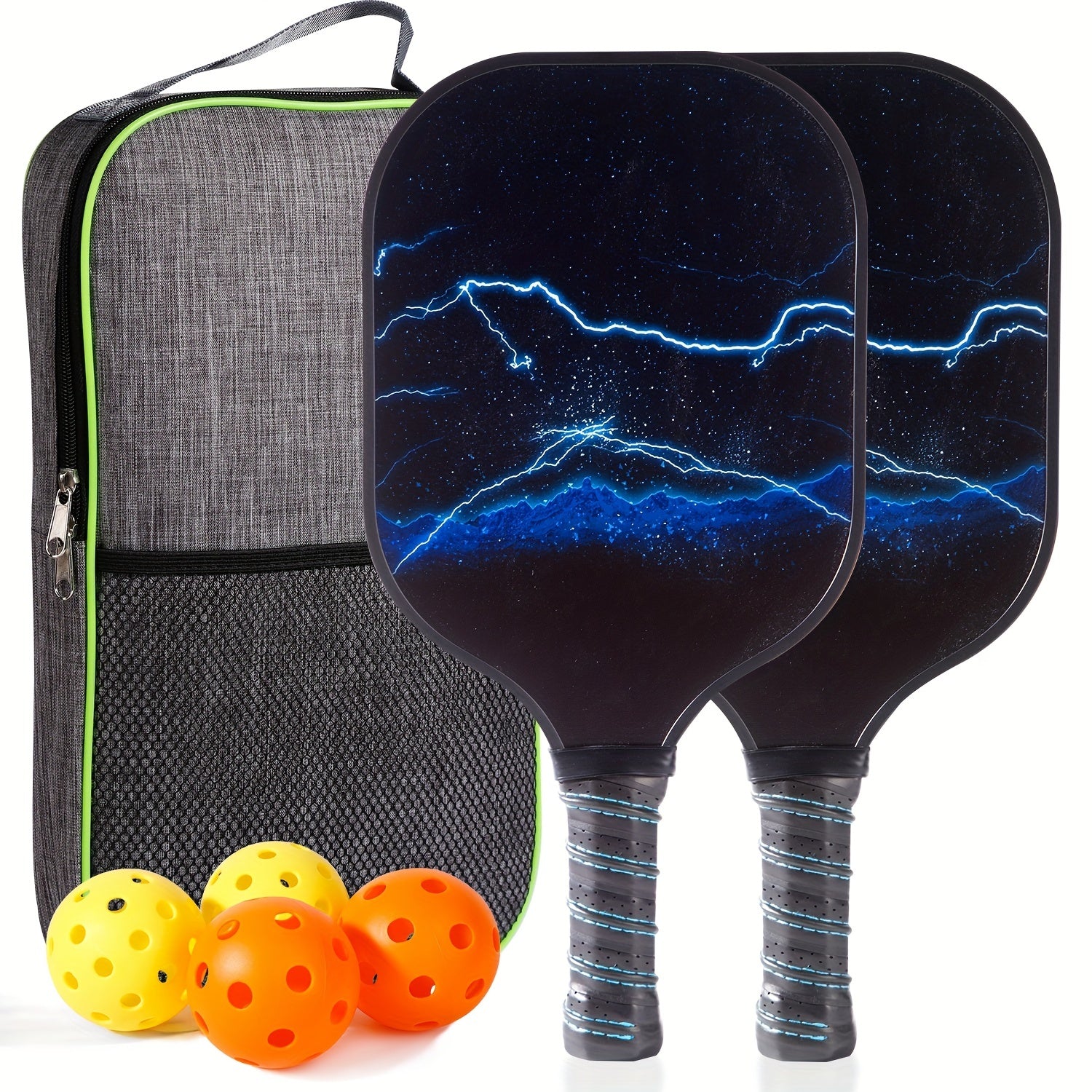 Shollar Pickleball Paddle Set with 4 Balls, 2 Rackets, and Bag