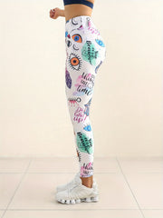 Butterfly & Eye Print Yoga Leggings High Waist Fitness Pants