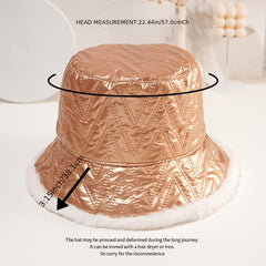 Solid Bucket Hat Autumn Winter Fleece Thickened Warm Fisherman Hat