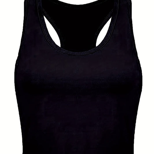 Solid Racerback Tank Top Sleeveless Crew Neck Casual Summer Top