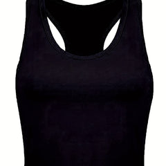 Solid Racerback Tank Top Sleeveless Crew Neck Casual Summer Top