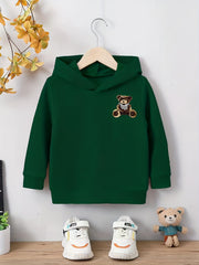 Boys Bear Pattern Hooded Sweatshirt for Spring Fall