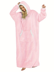 Cozy Plush Hooded Robe with Pockets