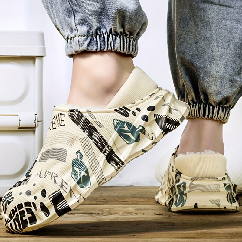 Men's Plush Lined Slip On Walking Boots Non-Slip Casual Shoes