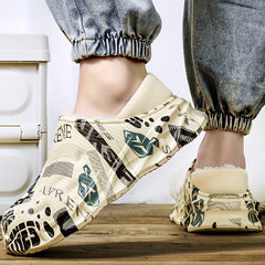 Men's Plush Lined Slip On Walking Boots Non-Slip Casual Shoes