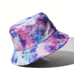 Tie Dye Printed UV Protection Bucket Hat for Outdoor Activities