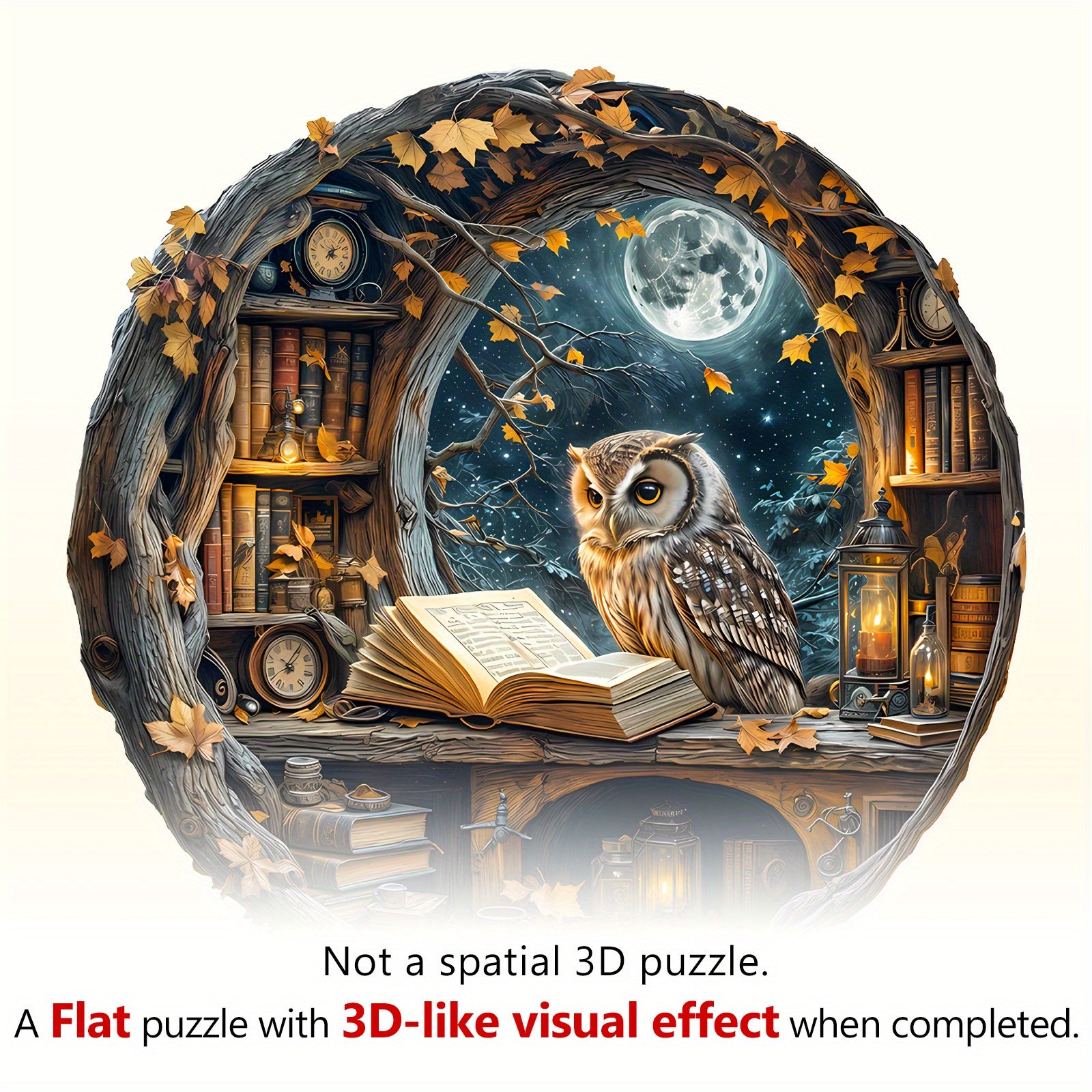 Moonlit Reader Wooden Puzzle Enchanting Nighttime Scene