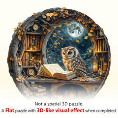 Moonlit Reader Wooden Puzzle Enchanting Nighttime Scene