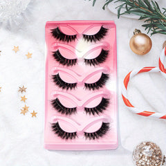 Fluffy Cat Eye Lashes 5 Pairs Wispy Faux Mink Eyelashes