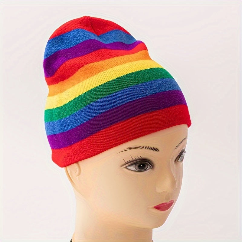 Rainbow Striped Knitted Hat and Beanie for Autumn/Winter