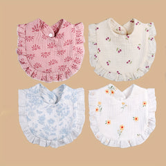 Baby Printed Towel Baby Gauze Flower Wavy Edge Muslin Bib