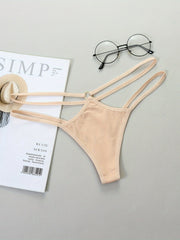 4 Pcs Double Thin Straps Thongs Hollow Out Panties Women's Lingerie