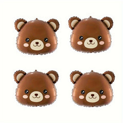 5pcs Giant Bear Head Balloons 60 Jungle Safari Forest Animals Bear Foil Balloons