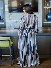 Women's Plus Graphic Print Long Sleeve Shirt & Wide Leg Pants Set