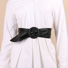 Wide Belt Round Buckle Waistband for Women