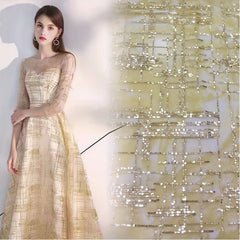Mesh Sequin Embroidery Fabric Gingham Dress Lace Glitter Sequins