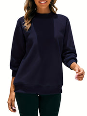 Solid Raglan Neck Pullover Sweatshirt for Women