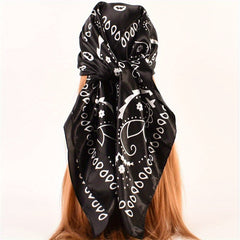 Vintage Paisley Print Bandana Silk Scarf for Women