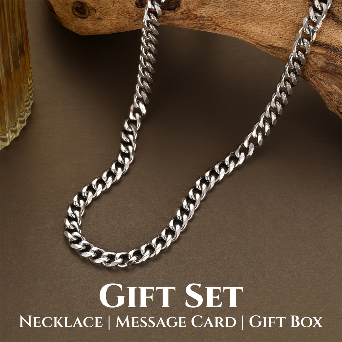 Men's Classic Stainless Steel Necklace Set - Gift for Son