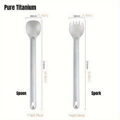 Titanium Long Handle Spork Set for Camping Picnic Hiking