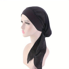 Flower Print Soft Bonnet Silk Head Wrap Women Turban Casual Head Scarf