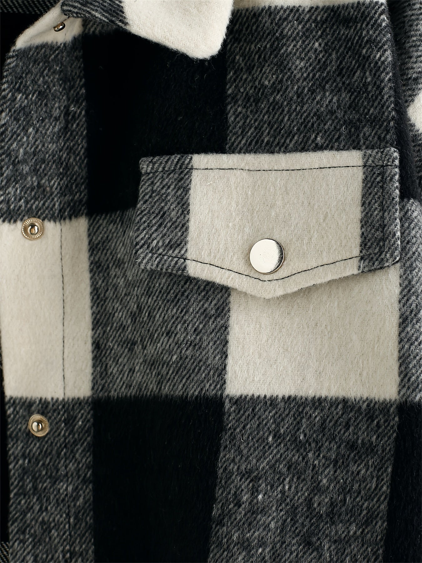 Plaid Lapel Button Jacket Long Sleeve Casual Outerwear Fall & Spring