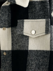 Plaid Lapel Button Jacket Long Sleeve Casual Outerwear Fall & Spring