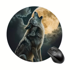 Indian Wolf Round Mouse Pad Non-slip Rubber Base Mouse Pad