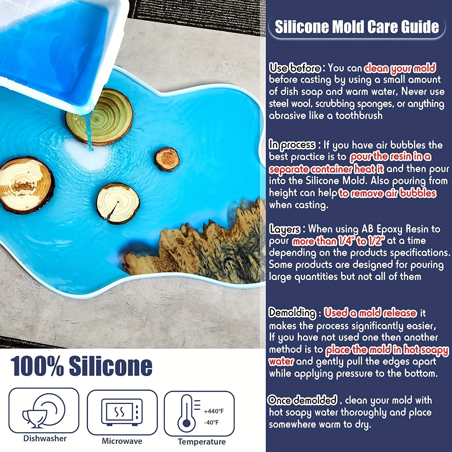 Resin Table Mold Set 96 Cm Silicone Tray Molds With Legs