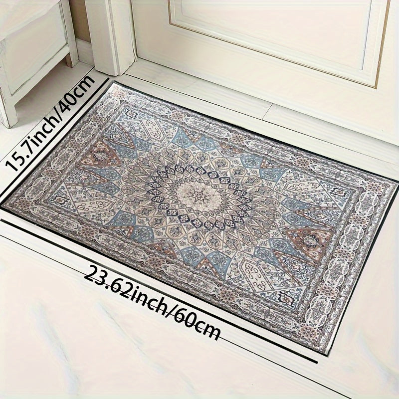 Vintage Boho Area Rug Soft Thickened Crystal Velvet Floor Mat Non Slip Washable