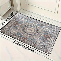 Vintage Boho Area Rug Soft Thickened Crystal Velvet Floor Mat Non Slip Washable