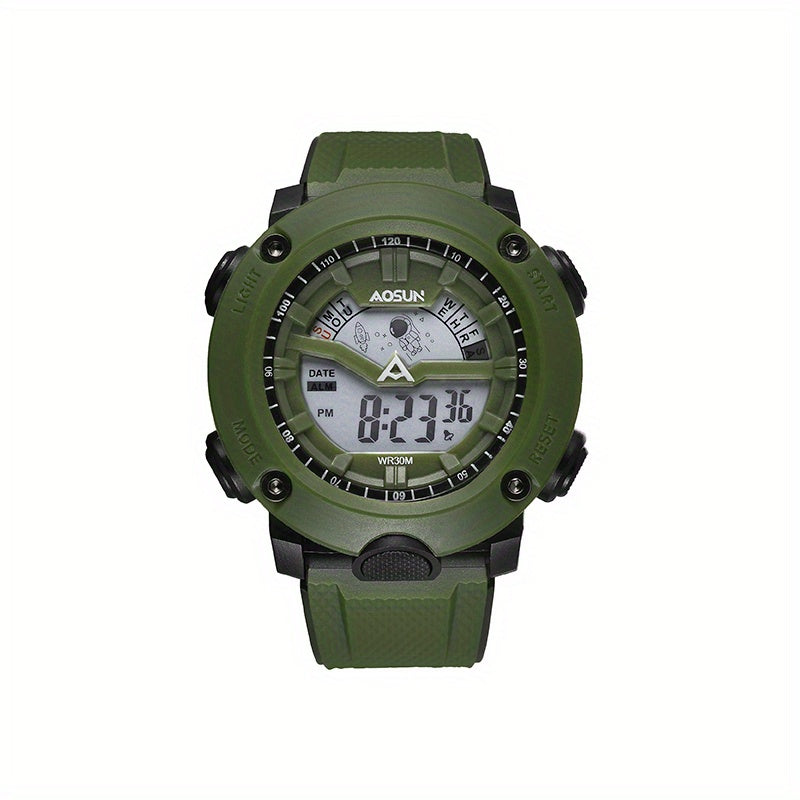 Round Electronic Sports Watch With Dual Display