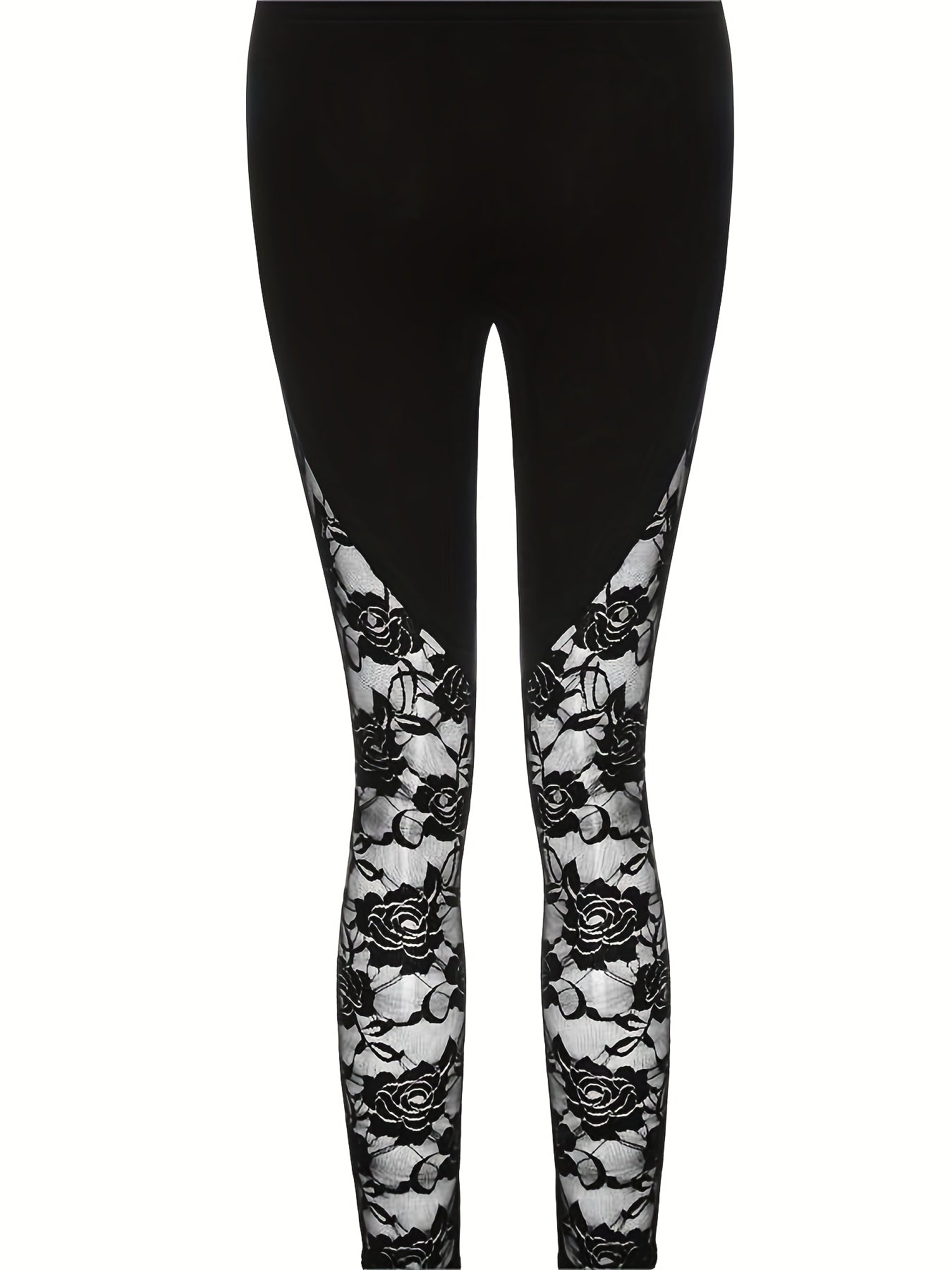 Solid Lace Skinny Leggings Casual Every Stretchy Leggings