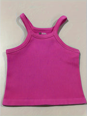 Ribbed Solid Sports Tank Top Sleeveless Yoga Running Top