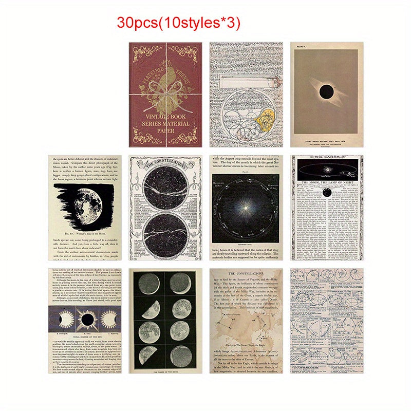 30 Sheets Retro English Journal Diary DIY Material Paper