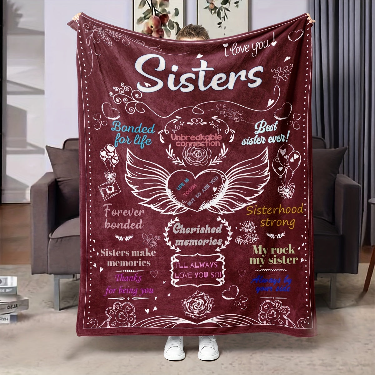 Soft Purple Linen Blanket Gift for Sister Women Birthday Year