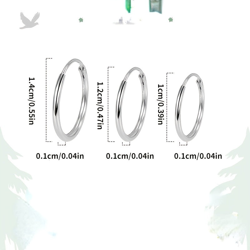 3pcs Kids Silver Earrings Set, Anti-Allergy, Ideal Holiday Gift