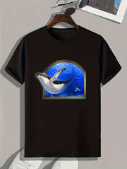 Whale Print Men's Graphic T-shirt for Summer