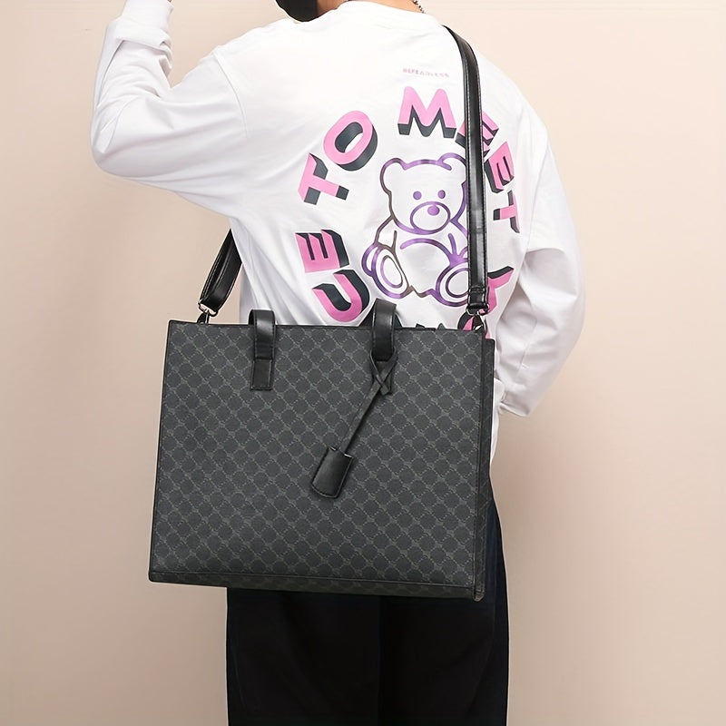Leather Business Briefcase Tote Bag Waterproof Wear resistant Messenger Bag