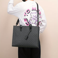 Leather Business Briefcase Tote Bag Waterproof Wear resistant Messenger Bag