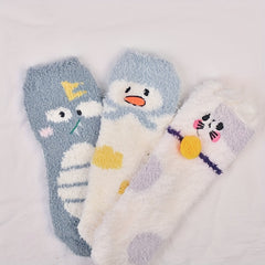 Baby Girl's Non-slip Winter Bottom Rubber Plush Sleep Socks