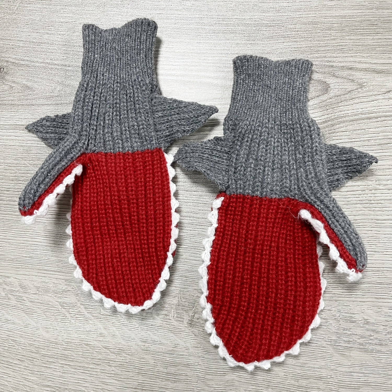 3D Shark Gloves Autumn Winter Dress Warm Mittens Knitted Christmas Halloween