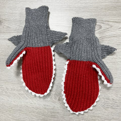 3D Shark Gloves Autumn Winter Dress Warm Mittens Knitted Christmas Halloween