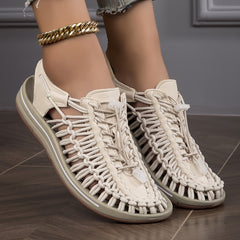 Women's Casual Solid Sandals Summer Breathable Closed Toe Hole Slippers