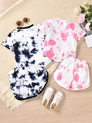 Girls Tie Dye T Shirt Set & Shorts Summer Clothes