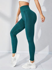 Women's Green and Contrast Leggings for Yoga Running Fitness