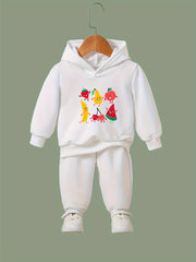 OERYUI 2pcs Fruit Print Hoodies Pants Set Girls Boys Spring Fall Sports